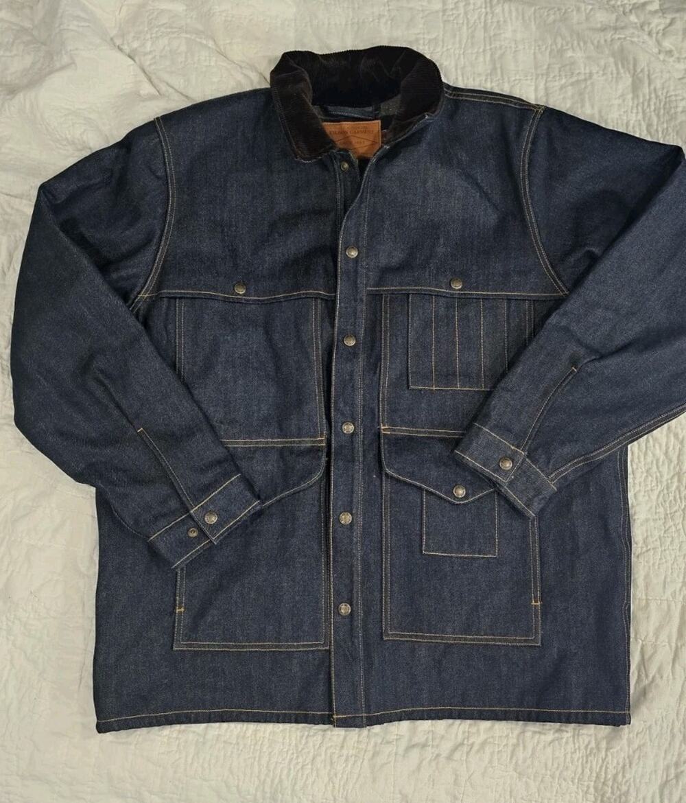 Filson Lined Denim Cruiser Jacket Raw Indigo MiUSA Wool Lined Workwear XL LONG